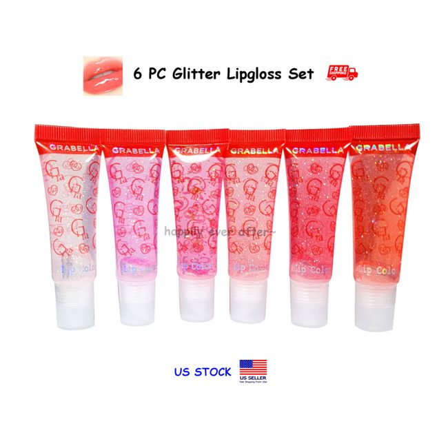 6 PC Glitter Lipgloss Set - All 6 colors sheer glitter lipgloss, US STOCK, NEW