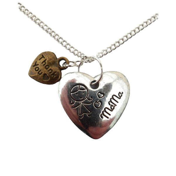 Silver Plated Necklace Mama Love Heart Charm