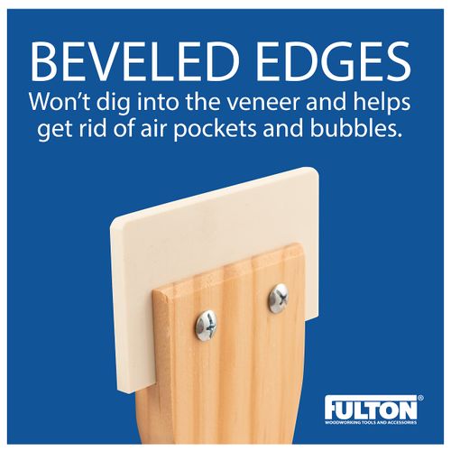 Fulton Veneer Scraper with Beveled Edges and Hardwood Handle for Applying Veneer to Substrates and Removing Air Bubbles