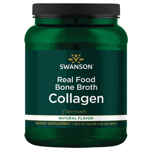 Swanson Real Food Bone Broth Collagen - Natural Flavor 16.9 oz Powder