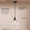 Pathson Black Pendant Light with Globe Round Glass Shade, Metal Base Cap and Adjustable Textile Cord, Industrial Style Retro Hanging Lamps for Dining Room Kitchen Island