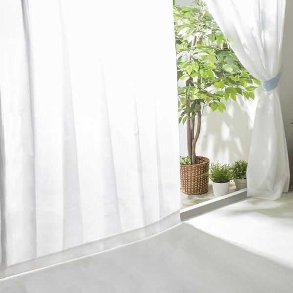 Iris Plaza Lace Curtains, 69.3 inches (176 cm) Long, Blocks 85% of UV, Energy Saving, Thermal Insulation, Machine Washable, Opaque Mirror Lace, White, 39.4 inches (100 cm) Wide, Set of 2