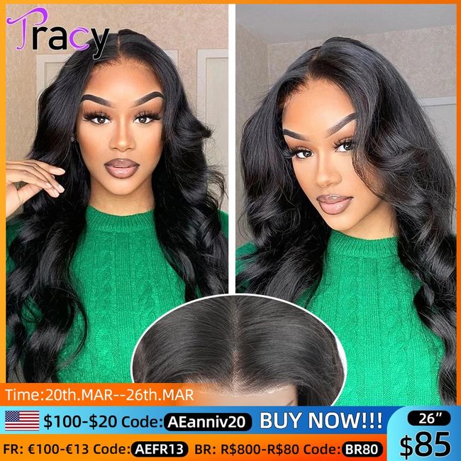 Tracy hair Wig Body Wave Glueless Lace Front Human Hair Wigs For Women 30&quot; Pre cut Lace Closure Wig Wear Go Wigs