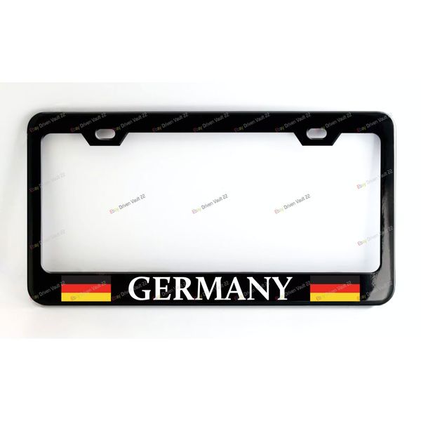Germany Custom Made Black Metal License Plate Frame  +Screw Caps