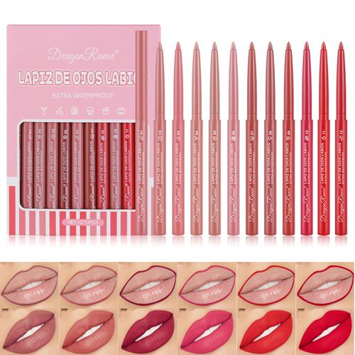 LuckNest Lip Liner Set – 12 colori Velvet Slim High Pigmented Makeup Liners Waterproof Long LastingNon-marking Matt Velvet Lipstick Pen for Daily/Travel/Party/Work (B)