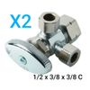2 PACK MULTITURN DUALANGLE STOP VALVE  1/2" x 3/8" x 3/8" Comp  403332