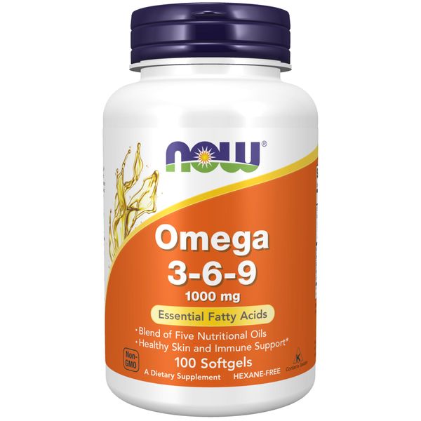 NOW Supplements, Omega 3-6-9 1000 mg with a blend of Flax Seed, Evening Primrose, Canola, Black Currant and Pumpkin Seed Oils, 100 Softgels