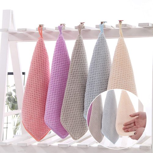 Hipruict Small Towels with Hanging Loop，Hand Dry Towels for Kitchen & Bathroom, Super Absorbent Soft Small Hanging Towel Set with Hanging Loop, Machine Washable Towel Fast Drying, Set of 5 …