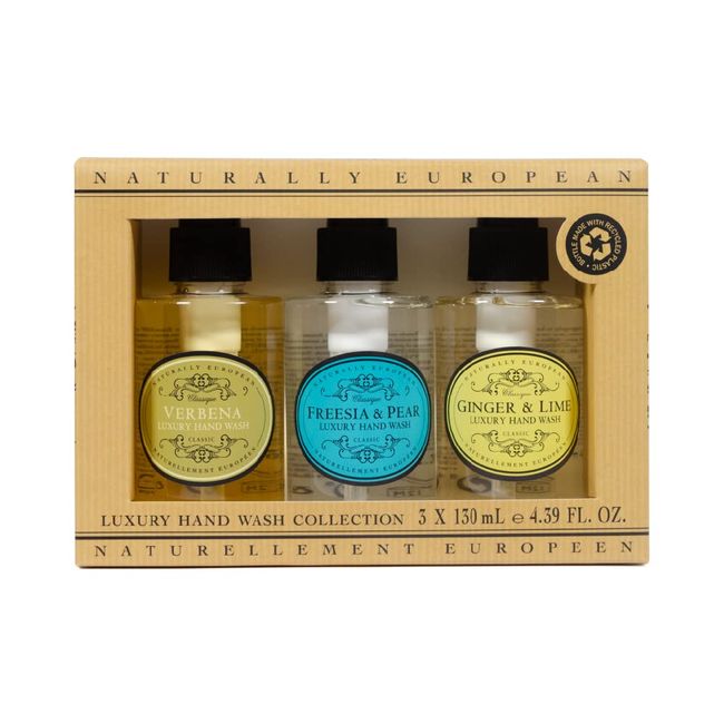 Naturally European Luxury Hand Wash Gift Set - Freesia & Pear, Verbena, Ginger & Lime 3 x 130ml