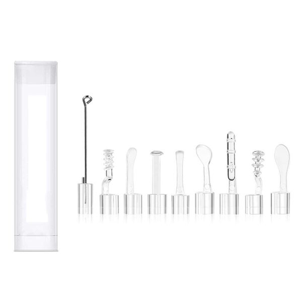 YYS SPY 9PCS Ear Wax Removal Tool Ear Spoon, Earpick Accessories for 3.9mm Otoscope - Mental Ear Spoon, Spiral Ear Pick with Bucket for Adults Children