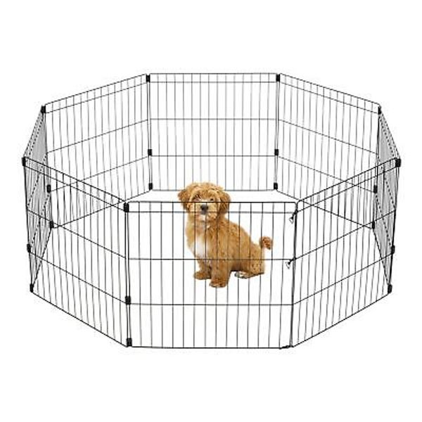 USA Metal Dog Playpen, 8-Panel 24" Pet Playpen, Puppy Playpen, Indoor/Outdoor...