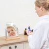 Horiuchi Mirror Industrial Shell Dancing Stand, S, Wood Grain, Makeup Mirror, Tabletop Mirror, Stylish, Adjustable Angle, Interior, Makeup Mirror, Made in Japan