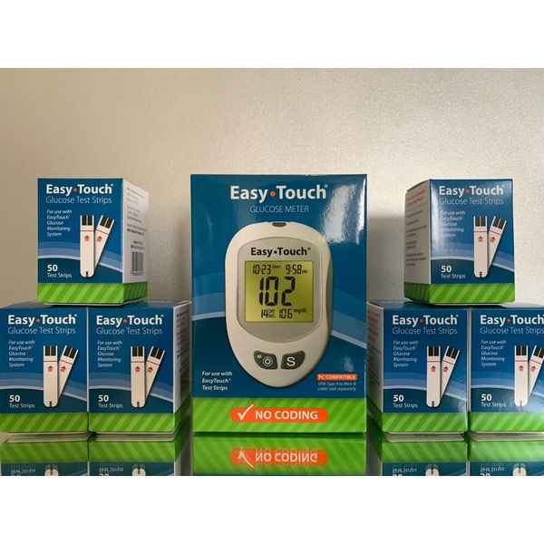 Easy Touch Blood Glucose Test Strips 300 CT PLUS METER EXP 10/2025 FREE SHIPPIN