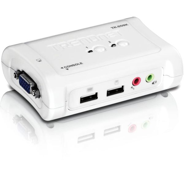 TRENDnet TK-209K 2-Port USB KVM Switch und Kabel Kit mit Audio (Verwalten von zwei PCs, USB 1.1, Hot-Plug, Auto-Scan, Hot-Keys, Windows und Linux kompatibel)