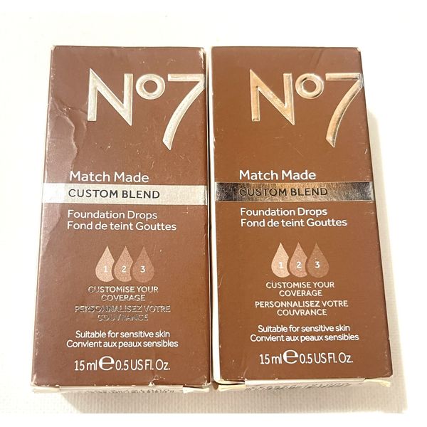 2X No7 MATCH MADE Custom Blend Foundation Drops .5oz - WALNUT