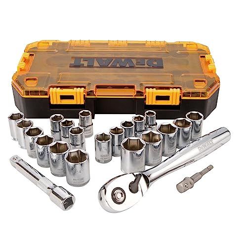 DEWALT Drive Socket Set, SAE/Metric, 1/2-Inch, 23-Piece (DWMT73813)