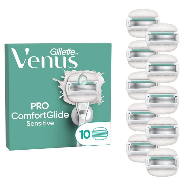 Gillette Venus Razor Blades for Women, 10 Refill Blades Cartridges, Venus Pro ComfortGlide Sensitive Women's Razor Blade