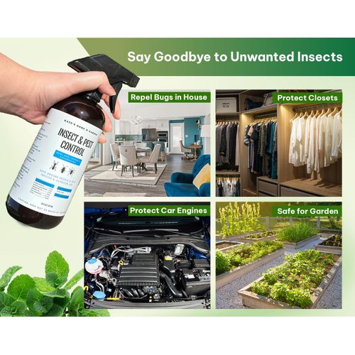 Kate's Home & Garden Peppermint Oil Spray for Bugs, Insects, Spiders. Indoor Repellent Pest Control with Cedarwood Oil (16oz, Natural, Non Toxic)