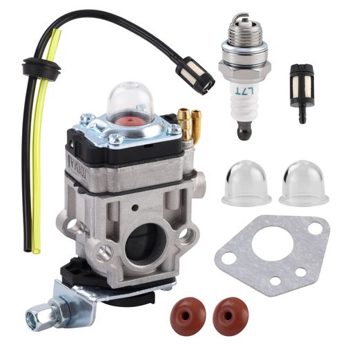 Carburetor Kit Fits for Harbor Freight 52CC 2HP Predator Earth Auger 63022, and Various Tools, with Gasket, Primer bulbs, Spark plug and Fuel Line Kit