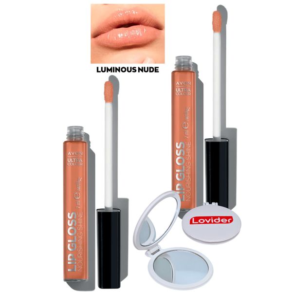 Ultra Color Lip Gloss Besleyici Dudak Parlatıcısı - Luminous Nude 2'li + Lovider Cep Aynası