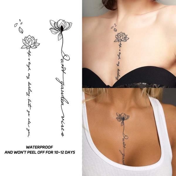 Fresh flower design, waterproof, temporary tattoo sticker, realistic semi-permanent fake on chest, lasts 1-2 weeks