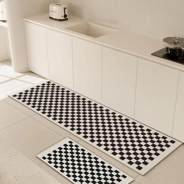 Merol Chic Modern Check Diatomaceous Earth Bath Mat (4 Types/2 Sizes) / Kitchen Bathroom Living Room