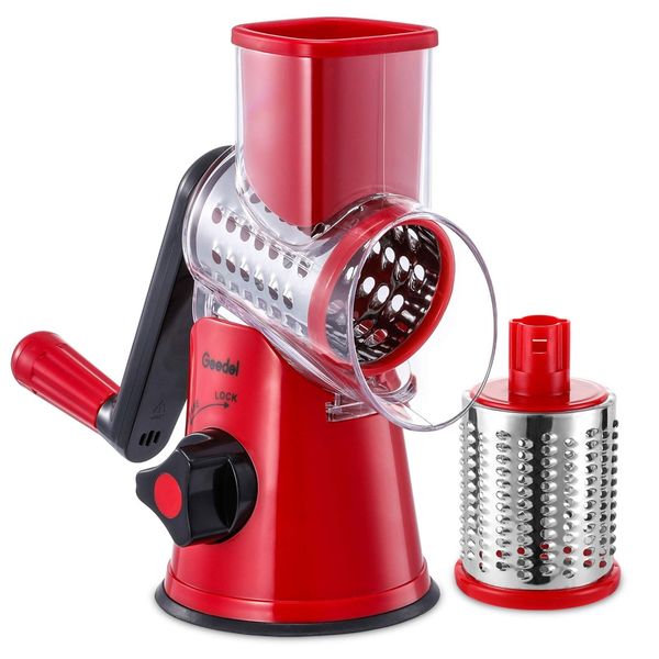 Geedel Rotary Cheese Grater, Kitchen Mandoline Vegetable Slicer with 2 Interc...