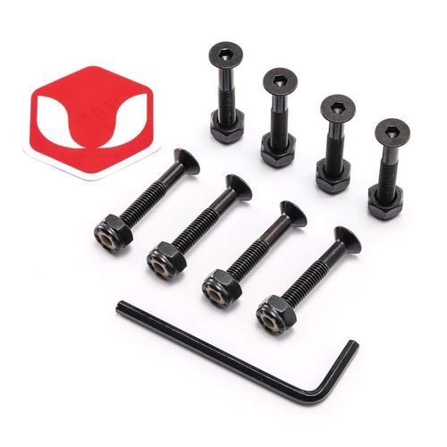 Venom 1.25" - Allen Key Directional Skateboard Deck Bolts/Screws/Hardware - Black