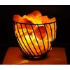 Himalayan Pink Salt Chunks with Iron Basket Lamp , Dimmer Switch, Home Decor