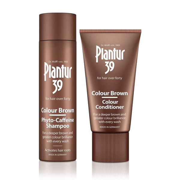 Plantur 39 Phyto caffeine shampoo, colour brown, 250 ml plus conditioner 150 ml, for deeper brown, against menopausal hair loss.