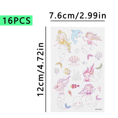 Tabanzhe 16 Sheets Glow in The Dark Tattoo Stickers for Kids,Mixed Cute Cartoon Styles Temporary Decorative Tattoo Decals,Party Games Tattoos for Children Boys Girls Adults Party Bag Fillers