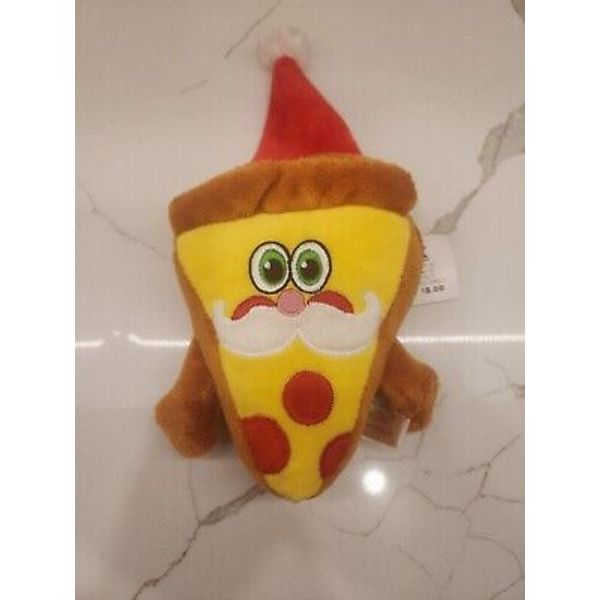 Vintage KMart Dan Dee Plush Pepperoni Pizza Slice With Santa Hat Ornament NWT