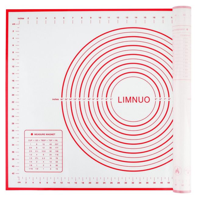 LIMNUO Cooking Mat, Silicone Mat, Bread Mat, Confectionery Mat, Graduated, Large Size, Food-grade Silicone, Anti-Slip, Pastry Tools (20.9 x 27.6 inches (50 x 70 cm), Red)