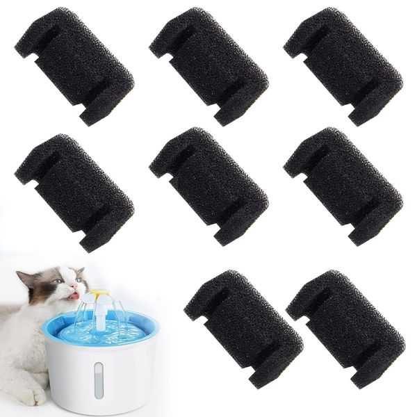 8pcs Cat Fountain Filter Sponges Pre Filter Sponge for Pet Water Dispenser and Cat Drinking Fountain High Efficiency Sponge Filter for Cat Fountain Compatible with Most Automatic Water Dispensers