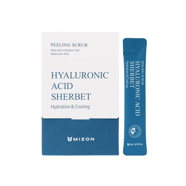 MIZON Peeling Scrubs with Hyaluronic Acid, Baking Powder and Menthol, Gentle exfoliation, Moisture (40 pouches/7oz)