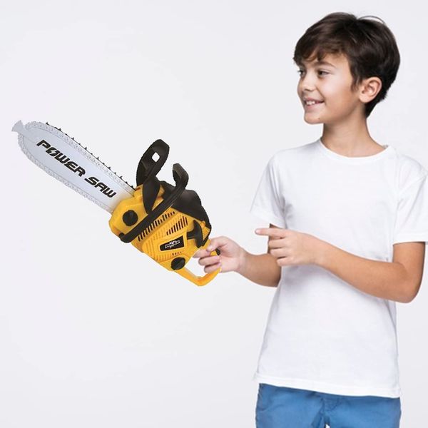 xwin sportseries Building Construction Chain Saw Tool, Toy Play Set, Rotating Chain, Realistic Sounds, Battery Operated Pretend Construction Garden Outdoor Toy Gift for Toddler, Yellow Colour