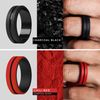 ThunderFit Silicone Wedding Rings for Men - 4 Rings (Black Red, Red Black, Black Grey, Black, 9.5-10 (19.8mm))