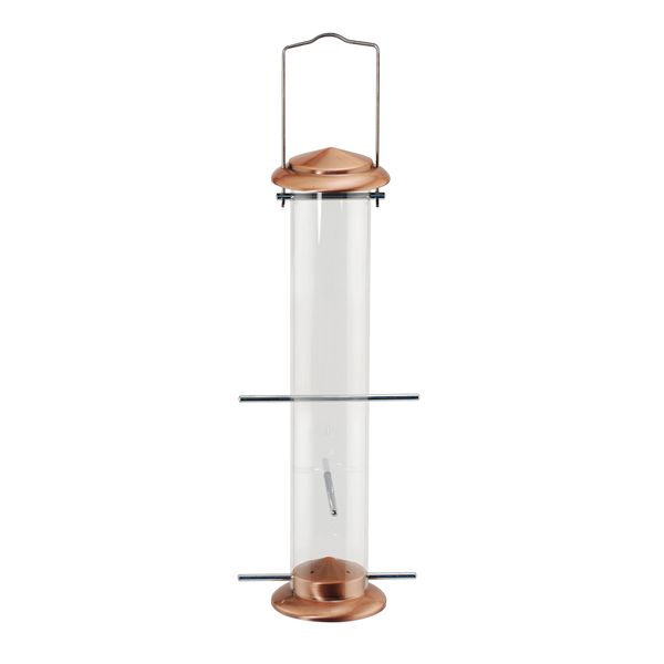 Woodlink NATUBE5 Audubon 4 Port Thistle Seed Tube Feeder, Brushed Copper