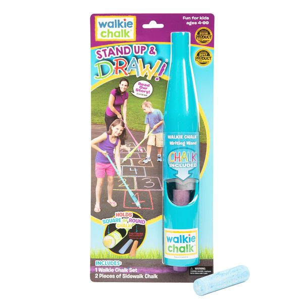 Walkie Chalk Stand-up Sidewalk Chalk Holder, (Teal), Creative Outdoor Toys for Kids and Adults Including 2x Chalks, Street Art & Playground Supplies, Accessible Fun for Everyone