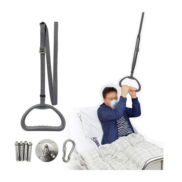 Bed Trapeze for Elderly Bed Pull Up Stand Assist Lift Hospital Bed Trapeze for Bed Mobility Transfer Ceiling Mounted Grab Bar Trapeze Overhead Stand Ladder Bed Standing Helper for Disabled Handicap