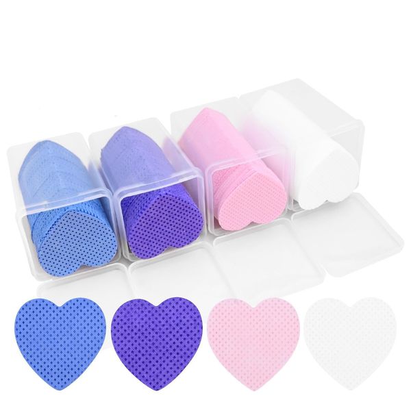 Bekecidi 800Pcs Heart Shaped Lint-Free Cotton Pads, Versatile Nail and Makeup Wipes for Beauty Routine, Suitable for Home and Travel (White, Pink,Blue and Purple)