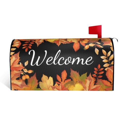 Autumn Fall Mailbox Cover Magnetic Welcome Maple Leaf Mailbox Wraps Post Letter Box Cover for Garden Yard Home Decor Standard Size 21" x 18"
