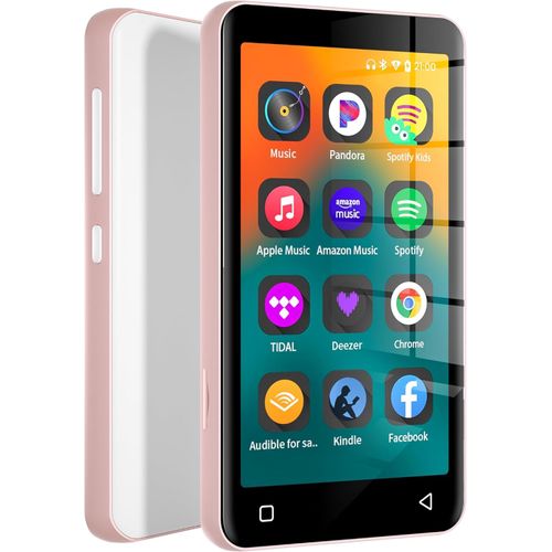 80GB MP3 Player with Bluetooth and WiFi, MP4 MP3 Player with Spotify,Spotify Kids,4" Music Player with Pandora, Audible,Music Player with Speaker (Pink_White)