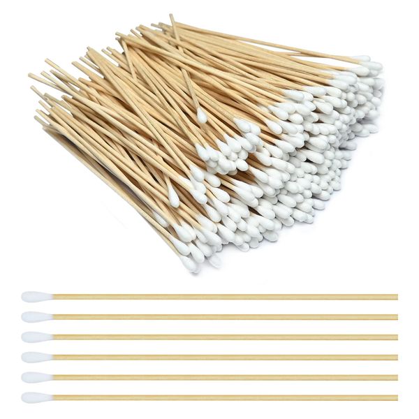 400 Pcs Long Handle Wooden Cotton Swabs 15cm Long Cotton Buds, Long Wood Stick Cotton Buds for Cleaning, Makeup, Polishing Jewelry, Arts and Crafts