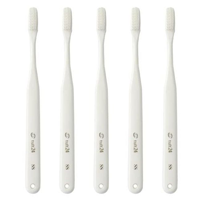 Tuft 24 Toothbrush, Set of 10, SS, No Cap, (White)