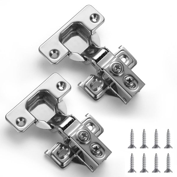 Evanda Cabinet Hinges, 2 Pack Stainless Steel Overlay Soft Close Hinges, for Kitchen Cabinet Door Hinge, with Mounting Screws