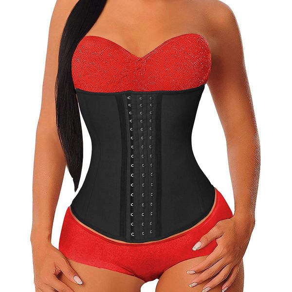 YIANNA Waist Trainer for Women Tummy Control Latex Underbust Waist Cincher Corset Sport Girdle Hourglass Body Shaper,(Black, M)