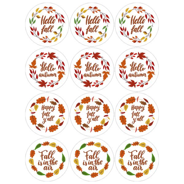 Lucleag Hello Fall Stickers for Kids, Fall Leaves Wreath Stickers Happy Autumn Fall Stickers for Candy Envelope Seals Gift Card Stickers Fall Thanksgiving Party Favors Decor 360PCS