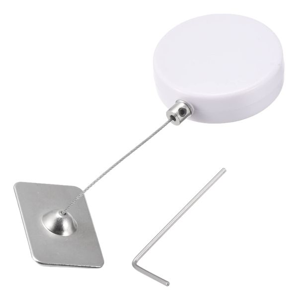 sourcing map Retractable Cable Lock with Double-Sided Adhesive, Remote Controlled Lock Hardware Rope, 200 g Tensile Force, White