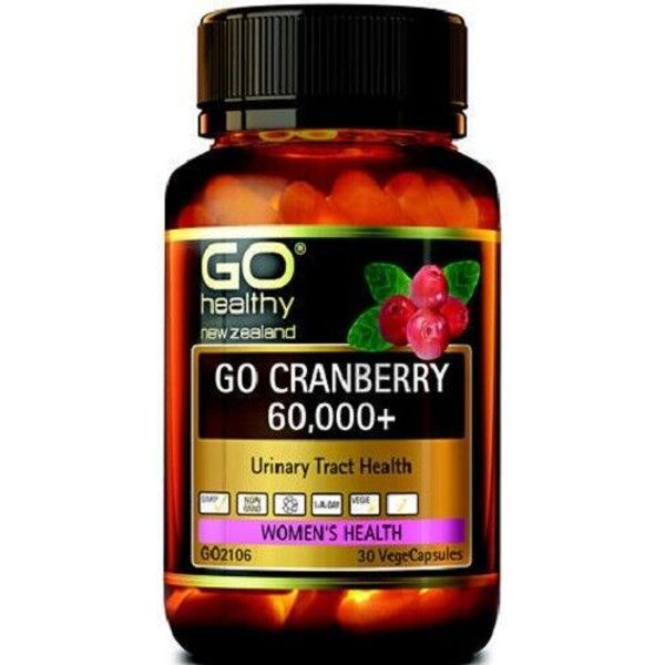 GO Healthy GO Cranberry 60,000+ VegeCaps 30 wt Zinc - NZ Made - TRIPLE STRENGTH